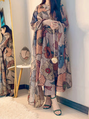 Lawn Silk Printed Stitched 3Piece IB - 398