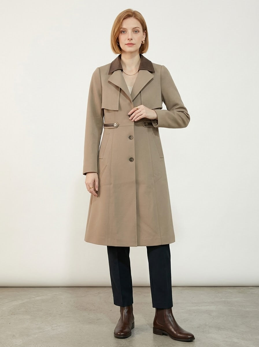 Women's Classic Long Trench Coat – Khaki