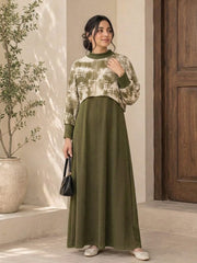 2-Piece Ribbed Maxi Dress with Cropped Knit Sweater Set