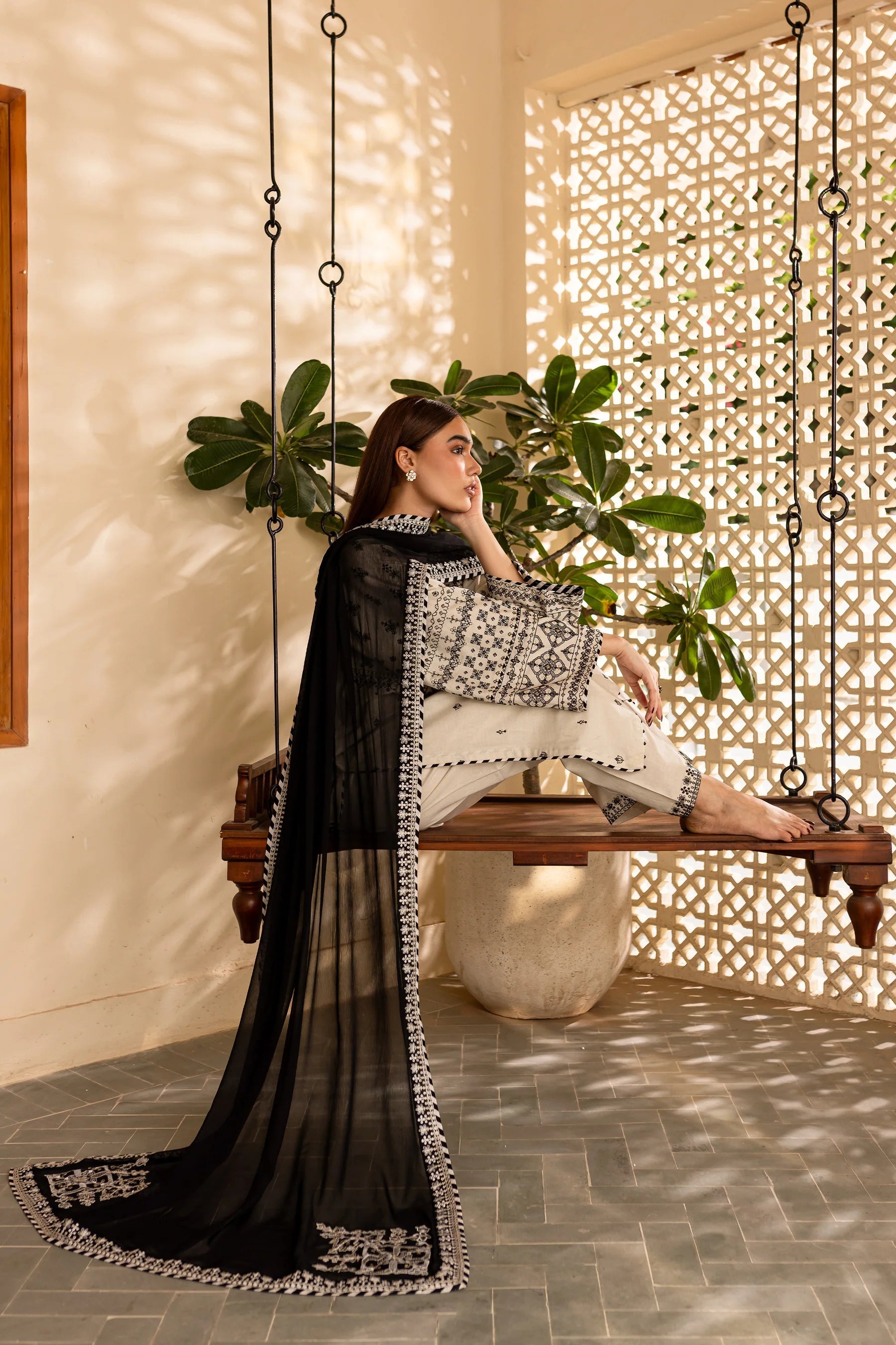 Lawn Embroidered Stitched 3Piece IB - 351