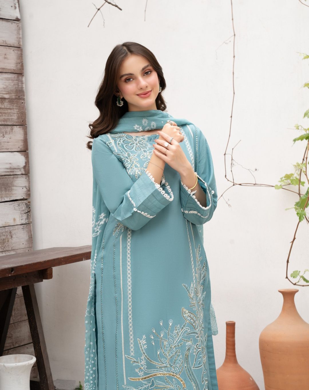 Lawn Embroidered Stitched 3Piece IB - 382