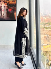 Lawn Embroidered 3Piece Stitched IB - [415 BLK]