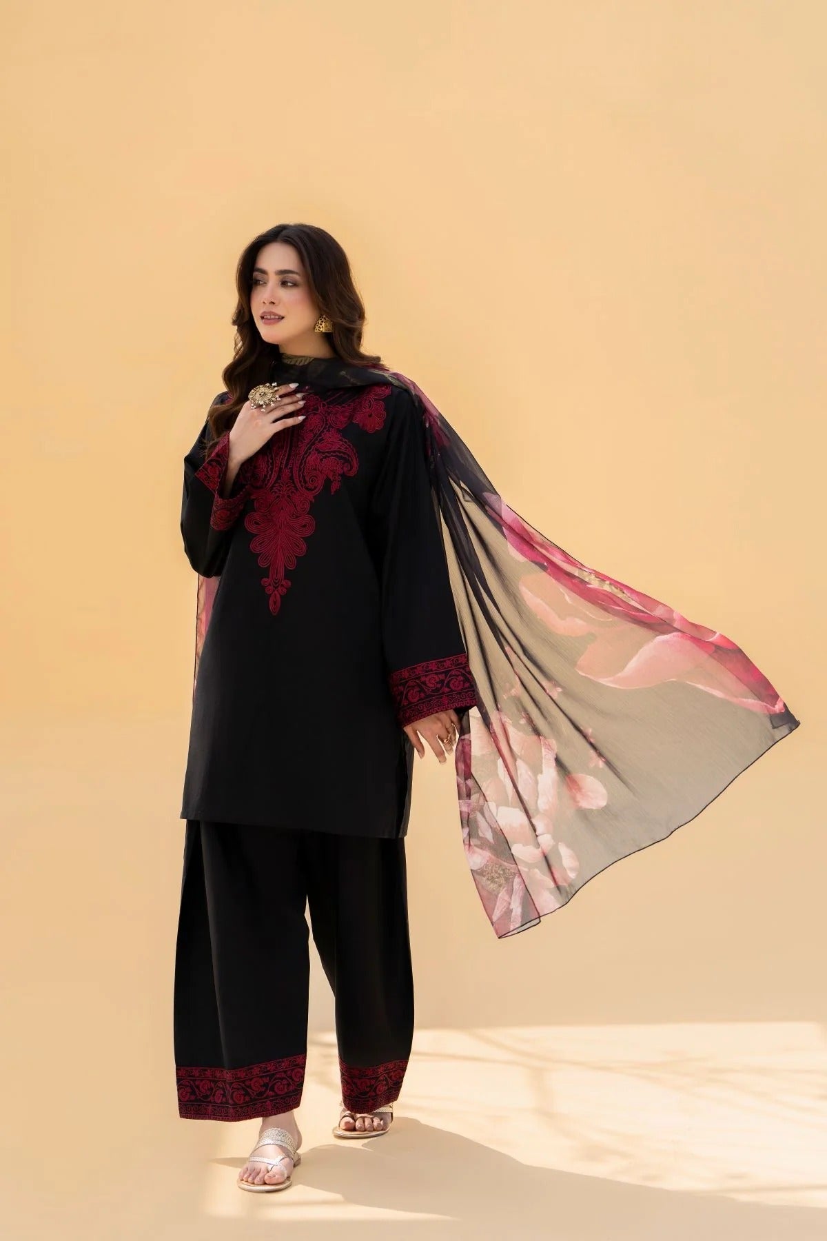 Lawn Embroidered Stitched 3Piece IB - 394