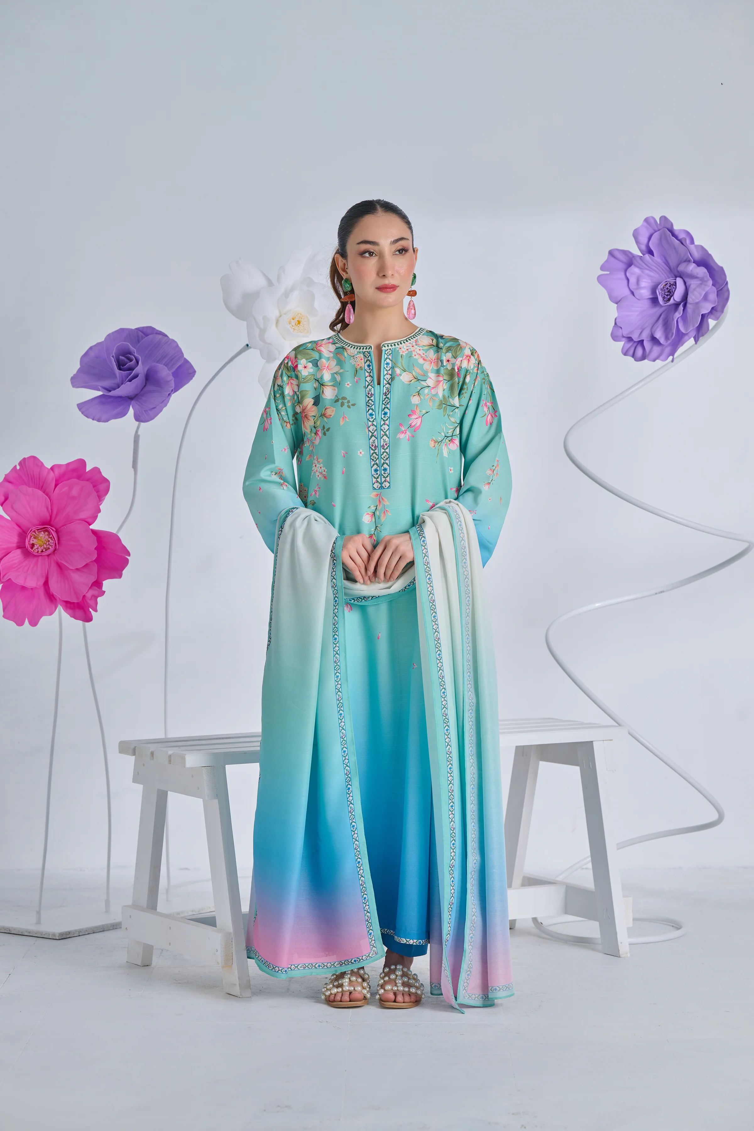 Kaftan Printed Stitched 2Piece IB -396