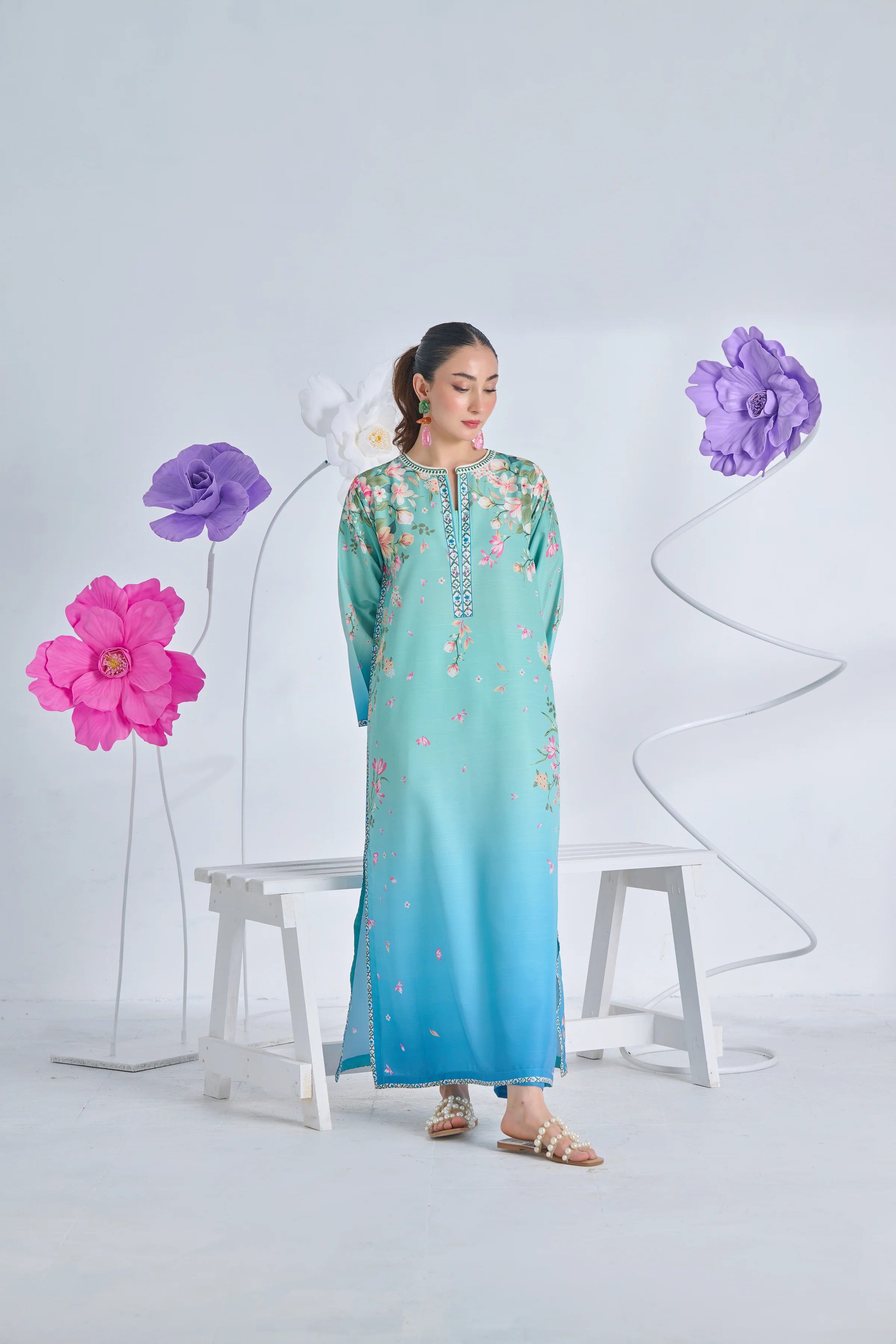 Kaftan Printed Stitched 2Piece IB -396